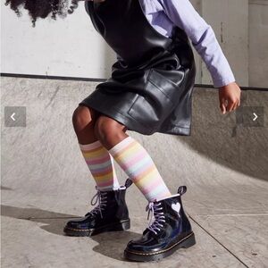 Doc Dr. Marten’s patent shimmer combat boot with Purple Heart girls 4 ladies 6